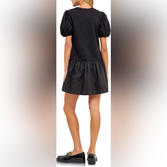 ENGLISH FACTORY Puff Shoulder Mixed Media Minidress - Picture 2 of 11